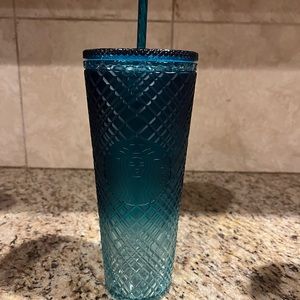 Starbucks 24oz Green Ombré Tumbler, Lid with Straw